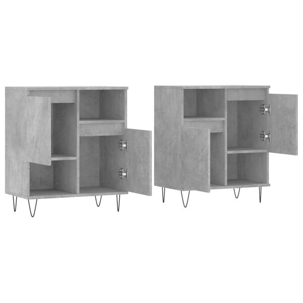 vidaXL Sideboards 2 Stk. Betongrau Holzwerkstoff