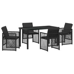 vidaXL Garten Essgruppe 5 pcs Schwarz Poly-Rattan