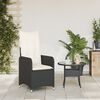 vidaXL Gartensessel Verstellbar mit Kissen Schwarz Poly Rattan