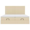 vidaXL Ottoman-Bett mit Matratzen & LEDs Creme 200x200 cm Stoff