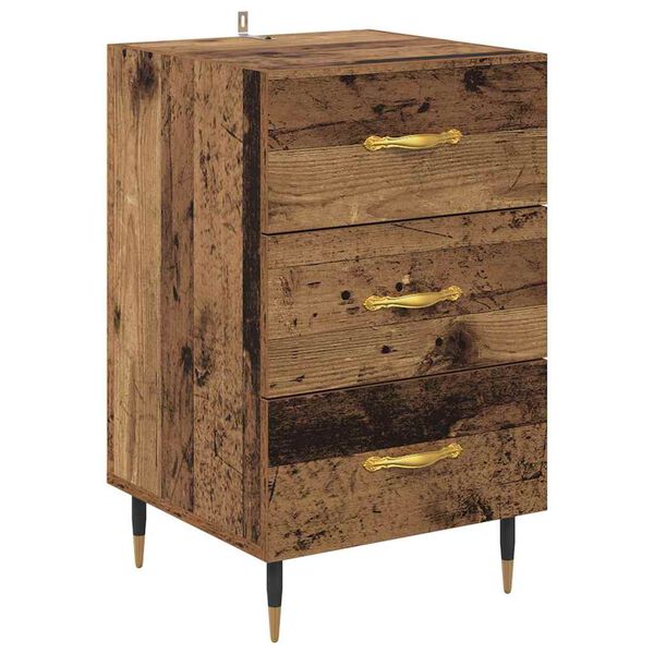 vidaXL Nachttisch mit Schubladen Altholz 40 x 40 x 66 cm Holzwerkstoff