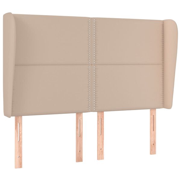 vidaXL Kopfteil mit Ohren Cappuccino-Braun 147x23x118/128cm Kunstleder