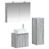 vidaXL Badezimmerm&ouml;bel-Set 4 stk. Grau Sonoma Ingenieurholz und Glas