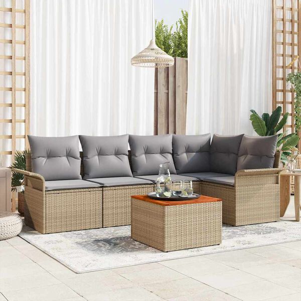 vidaXL Gartensofa-set 6 pcs Beige und Hellgrau Poly-Rattan