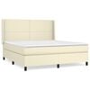 vidaXL Boxspringbett mit Matratze Creme 180x200 cm Kunstleder