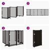 vidaXL 6-tlg. Hundetor mit T&uuml;r Faltbar Schwarz 300 cm Massivholz Tanne
