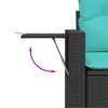 vidaXL 12-teiliges Gartensofa-Set mit Kissen, schwarzes Polyrattan