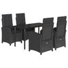 vidaXL 5-tlg. Garten-Essgruppe mit Kissen Schwarz Poly Rattan