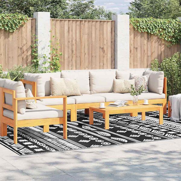 vidaXL Outdoor Teppich ARAKIL Schwarzes Muster 300 x 400 cm PP