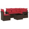 vidaXL 6-teiliges Gartensofa-Set mit Kissen, braun, Polyrattan