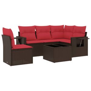 vidaXL 6-teiliges Gartensofa-Set mit Kissen, braun, Polyrattan