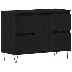vidaXL Waschbeckenschrank mit T&uuml;r Schwarz Eichen-Optik 80 x 33 x 60 cm