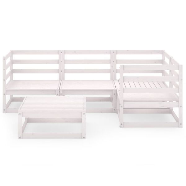 vidaXL 5-tlg. Garten-Lounge-Set Wei&szlig; Massivholz Kiefer