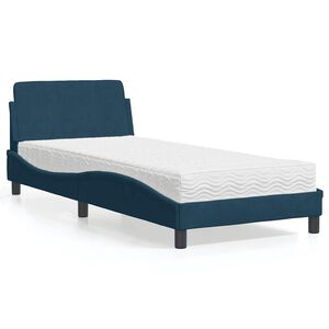 vidaXL Bett mit Matratze "Dover" Blau 90x200 cm Samt