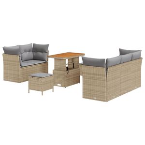 vidaXL Gartensofa-set 8 Stk. 5-Sitzanzahl Beige und Hellgrau