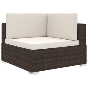 vidaXL Modular-Ecksessel mit Kissen Poly Rattan Braun