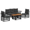 vidaXL Gartensofa-set 6 stk. Schwarz und Dunkelgrau Poly-Rattan
