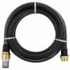 vidaXL Saugschlauch mit Messing-Anschl&uuml;ssen Schwarz 1,1" 5 m PVC