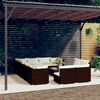 vidaXL 13-tlg. Garten-Lounge-Set mit Kissen Braun Poly Rattan