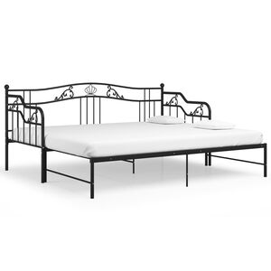 vidaXL Ausziehsofa Bettgestell Schwarz Metall 90x200 cm