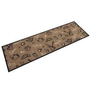 vidaXL K&uuml;chenteppich Waschbar Morgen Braun 45x150 cm Samt