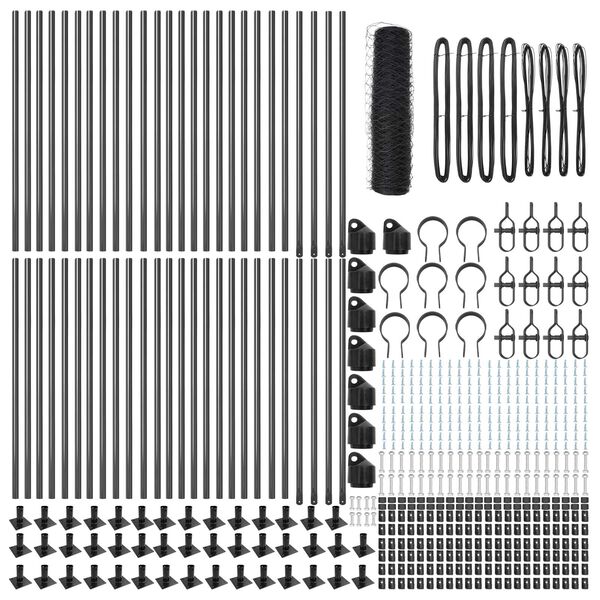 vidaXL Zaunpfosten Grau 100 x 0,8 m (50 mm Maschen) Stahl und PVC