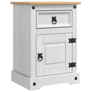 vidaXL Nachttisch Corona Wei&szlig; 45 x 35 x 64 cm Massives Kiefernholz