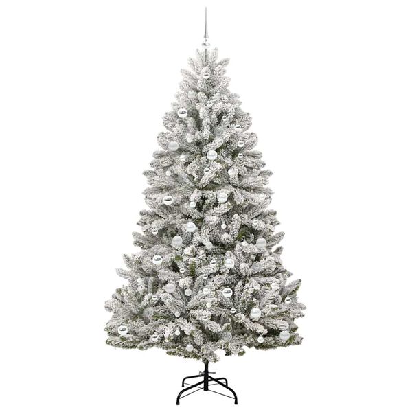 vidaXL K&uuml;nstlicher Weihnachtsbaum Gr&uuml;n und Wei&szlig; 210 cm PVC und Metall