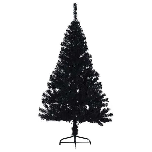 vidaXL K&uuml;nstlicher vorbeleuchteter Weihnachtsbaum Schwarz 150 cm PVC