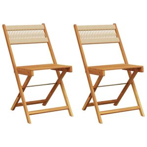 vidaXL Klappst&uuml;hle, 2 St&uuml;ck, beige, massives Akazienholz und Seil