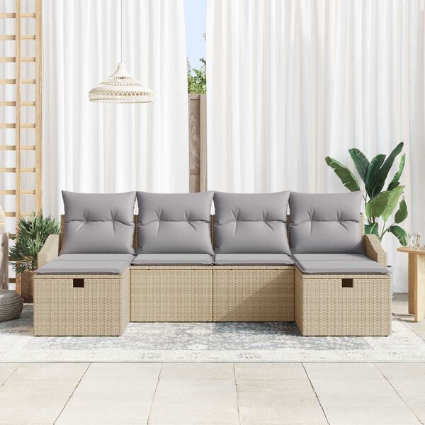 vidaXL Sofa Set mit Kissen 6 pcs Poly-Rattan