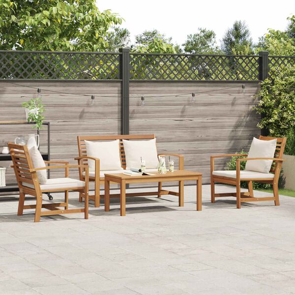 vidaXL Gartensofa-set 4 pcs Natur Massivholz Teak