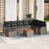 vidaXL Garten-Sofa-Set mit Kissen mit Speicher 9 pcs Grau Poly Rattan