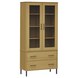 vidaXL B&uuml;cherschrank OSLO Metallbeine Braun 85x35x172,5 cm Massivholz