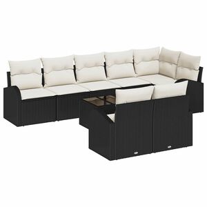 vidaXL Gartensofa-set Schwarz und Creme 55 x 55 x 37 cm Poly-Rattan