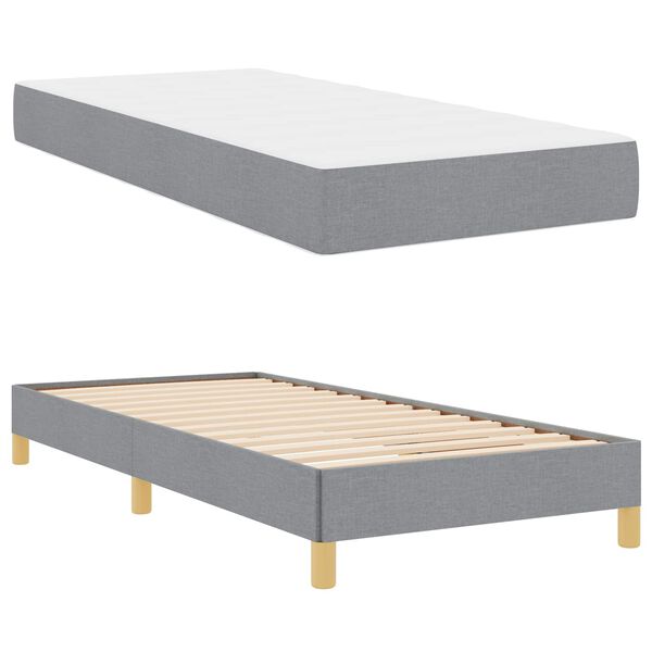 vidaXL Boxspringbett mit Matratze Hellgrau 90 x 190 cm Stoff