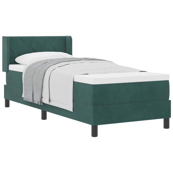 vidaXL Boxspringbett mit Matratze Dunkelgr&uuml;n 200 x 80 cm Samt