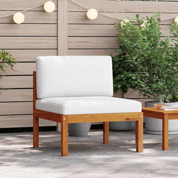vidaXL Garten-Mittelsofa mit Kissen Holz Akazie & Seil