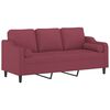 vidaXL 3-Sitzer-Sofa mit Zierkissen Weinrot 180 cm Stoff