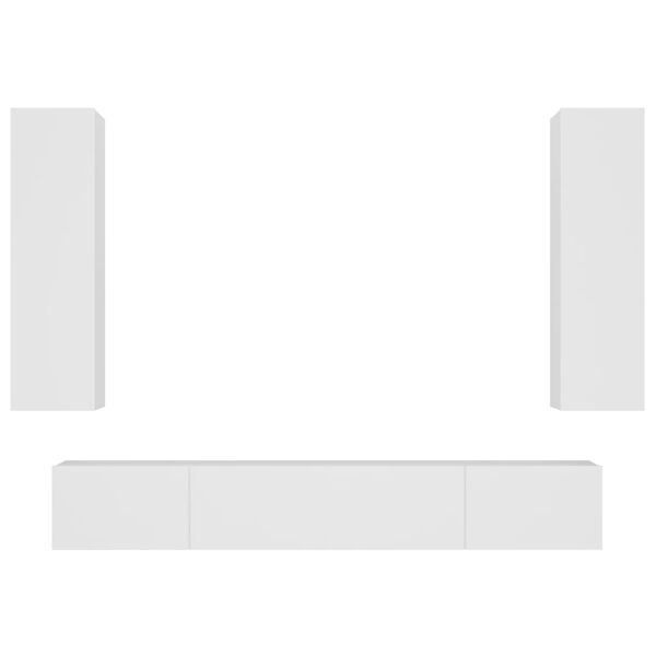 vidaXL 4-tlg. TV-Schrank-Set Weiß Holzwerkstoff