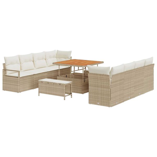 vidaXL Garten-Sofa-Set mit Kissen Beige und Creme 100 x 100 x 71 cm