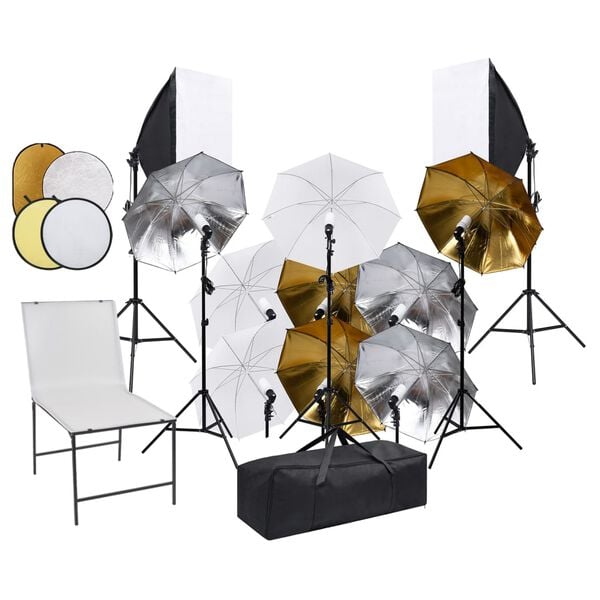 vidaXL Fotostudio-Set mit Aufnahmetisch, Lampen, Schirm, Reflektor