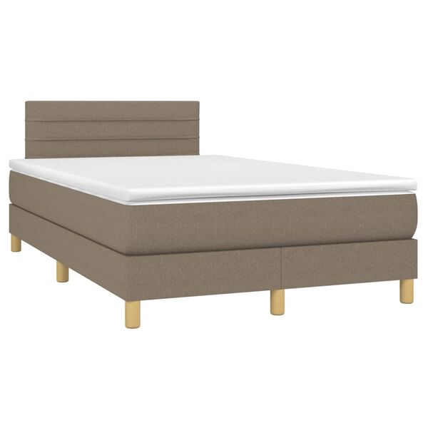 vidaXL Boxspringbett mit Matratze & LED Taupe 120x200 cm Stoff