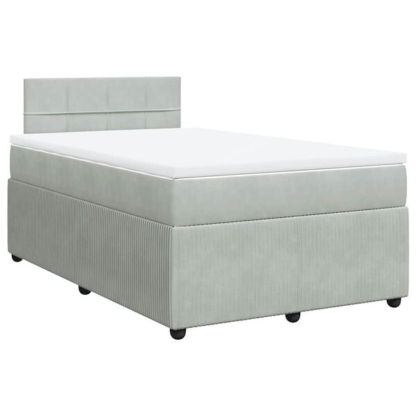 vidaXL Boxspringbett mit Matratze Hellgrau 120x200 cm Samt