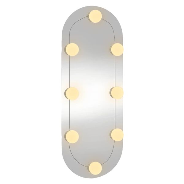 vidaXL Wandspiegel mit LED-Leuchten 20x50 cm Glas Oval