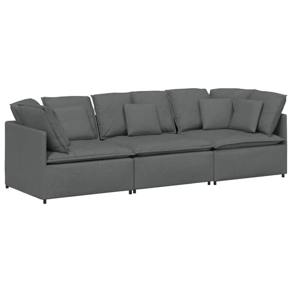 vidaXL Modulares Sofa mit Kissen Stoff Dunkelgrau