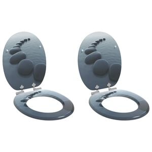 vidaXL Toilettensitze 2 Stk. mit Soft-Close-Deckel MDF Stein-Design