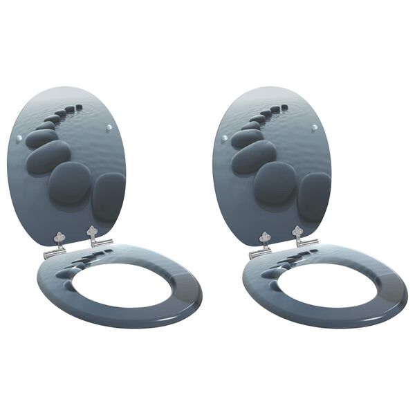 vidaXL Toilettensitz 2 pcs Grau 44 x 38 cm MDF-Platte