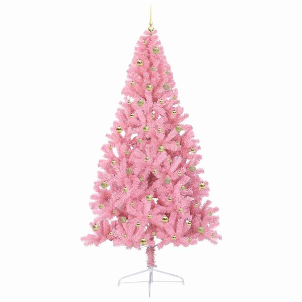 vidaXL K&uuml;nstlicher vorbeleuchteter Weihnachtsbaum Rosa 240 cm PVC