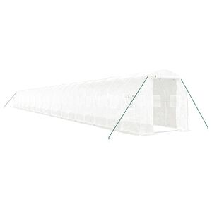 vidaXL Gew&auml;chshaus mit Stahlrahmen Wei&szlig; 48 m&sup2; 24x2x2 m